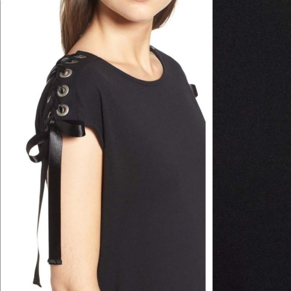 Sincerely Jules Ribbon Tie Black Dress Bow Shift M - Picture 3 of 6